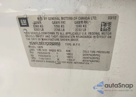 2012 Chevrolet Equinox 1Lt from USA, damaged, VIN 2GNFLDE57C6293850